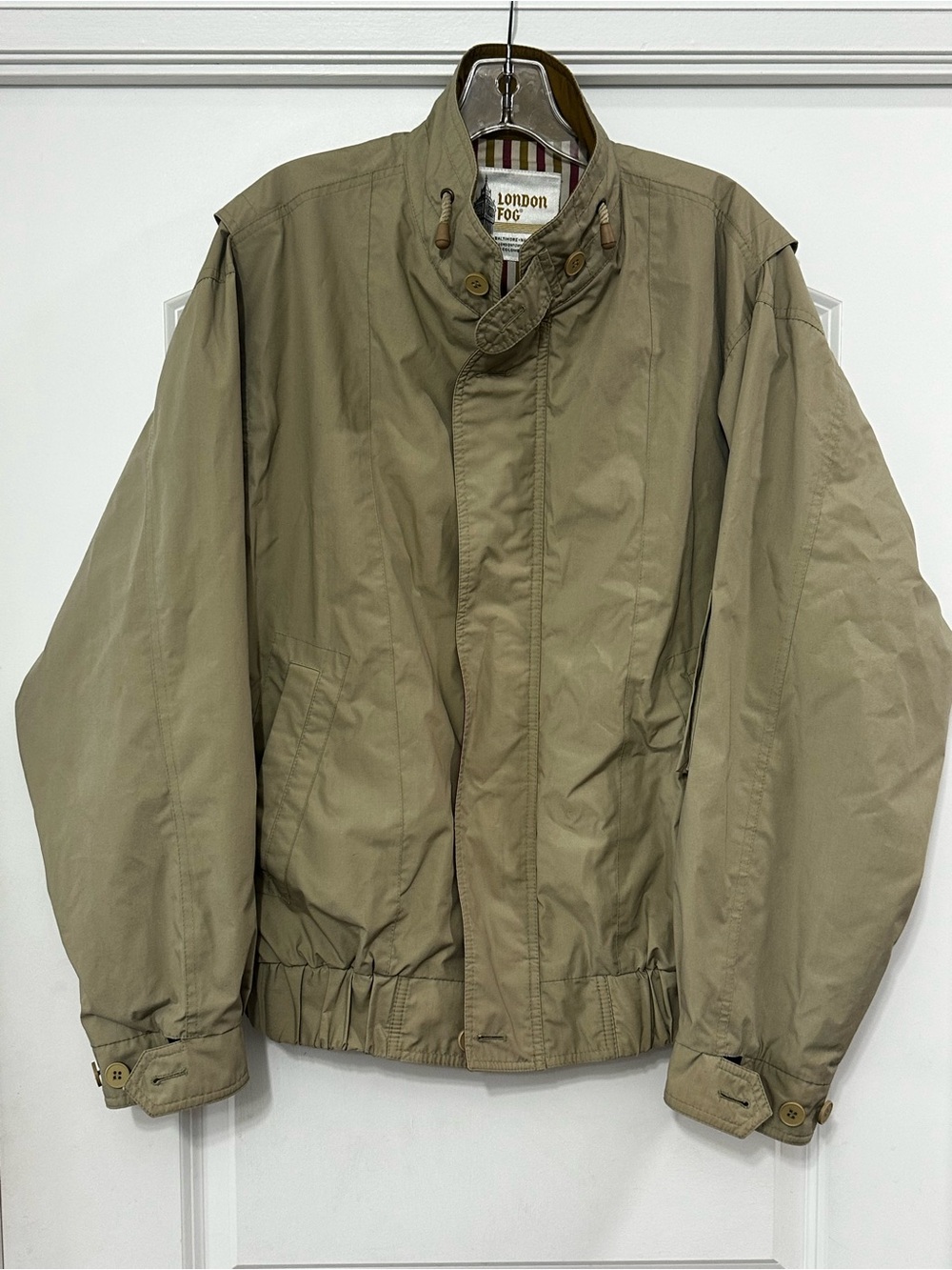 Vintage London Fog Harrington Bomber Jacket Tan Beige Size Large Regular